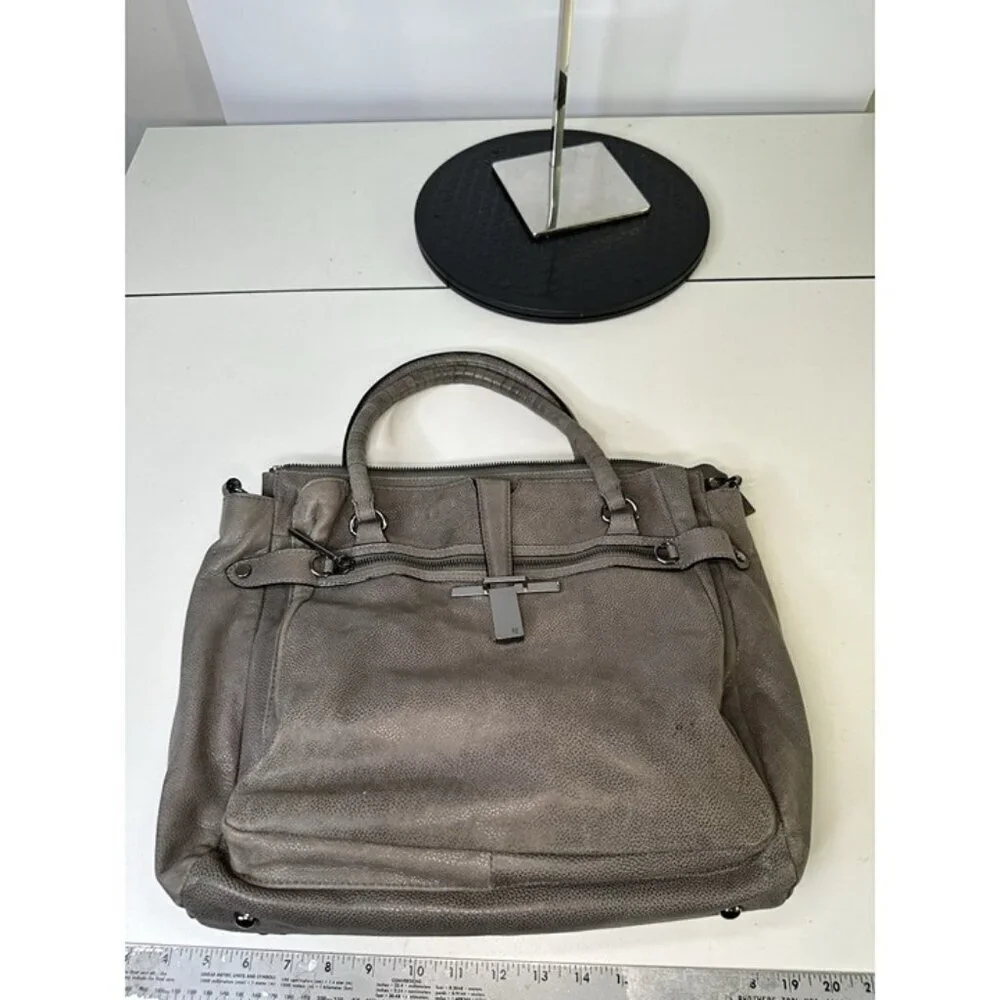 Elliott Lucca Gray Leather Handbag (missing Crossbody Strap)
